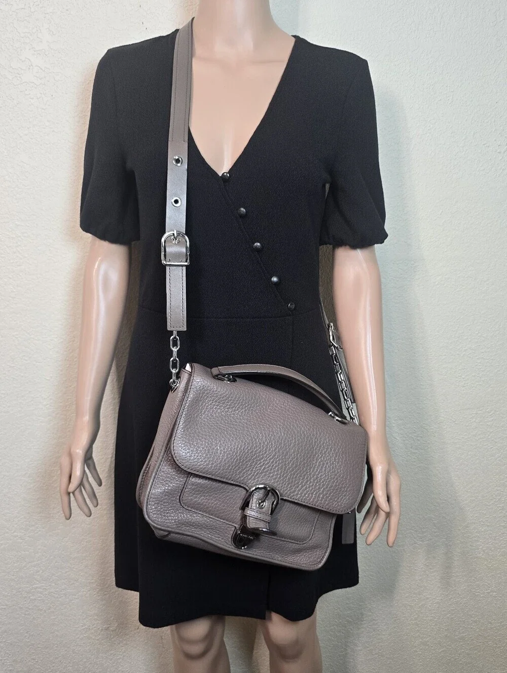 Michael Kors Leather Crossbody Gray-